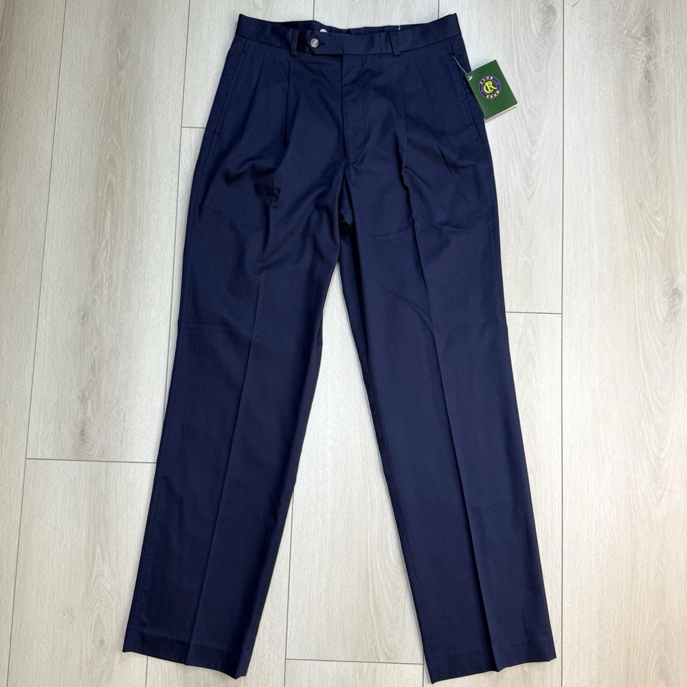 VTG Club Room Navy Pleated Dress Pants Men's‎ 33x34 Classic Fit Taiwan NWT